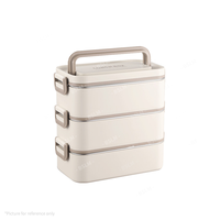Boîte à lunch carrée portable en acier inoxydable multicouche, étanche, chauffable, écologique, avec cuillère et bol à soupe pour adulte – Vente en gros