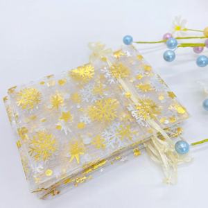 Fournisseur d'usine, vente en gros, petit sac cadeau de Noël en organza transparent avec cordon de serrage, pochette cadeau - Product Image 5