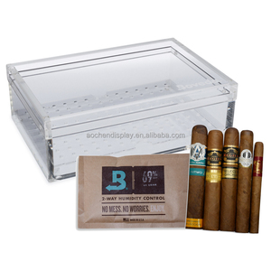 2021 Popular Clear Cigar Humidor Case Luxury Acrylic Humidor Cigar Box Display Cabinet Custom