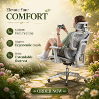 Chaise de bureau de direction ergonomique avec support lombaire, siège entièrement inclinable, matériau en maille, base à cinq étoiles, accoudoirs pivotants