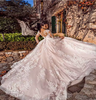 Robe De mariée de luxe à col en V grande taille chapelle Train chérie Vestido De Novia Appliqued robes De mariée