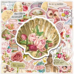 50 pièces Vintage rose Collage Graffiti autocollants pour ordinateur portable <span class=keywords><strong>livre</strong></span> décor esthétique ferraille <span class=keywords><strong>de</strong></span> papier mignon fille autocollant - Product Image 4