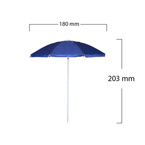 Parasol de plage 180 cm de diamètre, tissu Oxford bleu, design dôme coupe-vent, protection solaire extérieure - Product Image 2