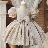 Robe de princesse vintage pour fille, avec broderie florale et nœud, robe tutu pour fille, robe de mariage pour enfant