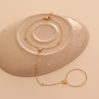 Bracelet chaîne réglable tendance en zircon blanc, anneau en acier inoxydable, chaîne de main à fleurs, bracelet, chaîne de corps pour femmes, bijoux
