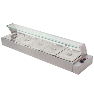 Baño María Eléctrico de Acero Inoxidable Plateado con 5 Recipientes para Buffet, Ideal para Bodas, Catering, Hoteles y Restaurantes - Product Image 1