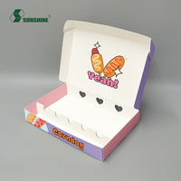 Boîtes personnalisées écologiques en carton recyclé avec doublure en éponge et revêtement UV pour corn-dogs et mochi donuts, 2 à 5 pièces, jetables pour aliments
