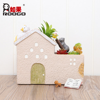 Pot de fleurs en résine de 8,7 pouces, maison de dessin animé, pot à succulentes, maison de rêve mignonne, pot de plantes, décoration ludique pour la maison et la chambre d'enfants, cadeau charmant