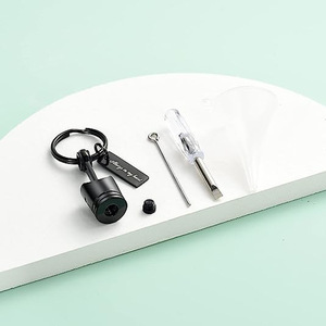 ステンレス製ピストン型火葬骨壺キーホルダー、カスタムロゴ入りペット遺灰入れ、犬猫追悼用メモリアルキーリング - Product Image 4