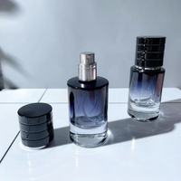 Flacon de parfum rechargeable personnalisé avec boîte cadeau 30ml 50ml Emballage de parfum en verre bleu dégradé