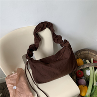 Sac à bandoulière en nylon froncé tendance pour femme, grande capacité, style hobo souple, léger, sac messager, lavable