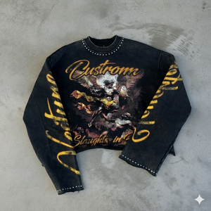 เสื้อฮู้ดดีทีจีสำหรับผู้ชายเสื้อครอปประดับพลอยเทียมทรงโอเวอร์ไซซ์พิมพ์ลายออกแบบได้ตามต้องการ - Product Image 1