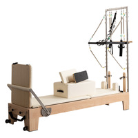 Cama Pilates Reformer, Reformer Pilates Professionnel en bois de noyer, Reformer Pilates pliable