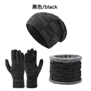 Conjunto de tres piezas transfronterizo de otoño e <span class=keywords><strong>invierno</strong></span> europeo americano para <span class=keywords><strong>Amazon</strong></span>, gorro de punto para <span class=keywords><strong>hombre</strong></span> y mujer, Gorro acolchado de terciopelo, bufanda - Product Image 4