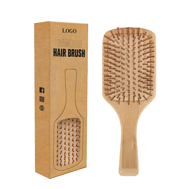 Brosse à cheveux à coussin d'air Peigne en bambou respectueux de l'environnement Brosses à cheveux durables Brosse de massage réutilisable confortable pour la maison