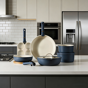 Ensemble de 3 casseroles antiadhésives avec poignée amovible, <span class=keywords><strong>kit</strong></span> d'ustensiles de cuisine pour la maison, comprenant une poêle et une <span class=keywords><strong>casserole</strong></span>, compatible avec toutes les cuisinières, gain de place - Product Image 1