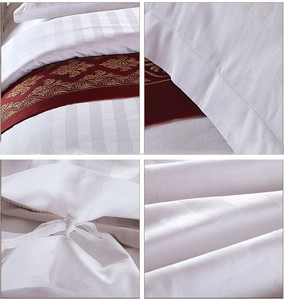 Quảng đông nhà máy sản xuất 300tc mềm 100 cotton vải Satin Sọc tấm ga trải giường khách sạn bộ đồ giường đặt - Product Image 5