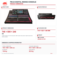 Console de mixage numérique professionnelle 34 entrées, processeur 5 cœurs, 26 faders motorisés, console audio professionnelle pour spectacles sur scène