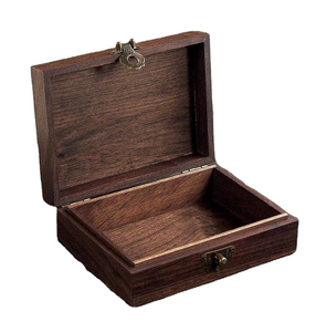 Black walnut solid wood retro square small wooden box storage storage collection wooden lock jewelry box