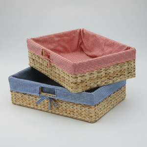 ถาดรองน้ำผักตบชวาสานด้วยมือด้ามจับสบายสำหรับห้องนอนห้องนั่งเล่นห้องน้ำ - Product Image 1