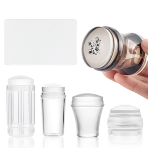 Kit d'estampage en Silicone Transparent <span class=keywords><strong>pour</strong></span> Nail Art, plaque de manucure française, tampon de 3.8cm, <span class=keywords><strong>pochoir</strong></span> de <span class=keywords><strong>vernis</strong></span>, modèle, tampon, ensemble de grattoirs - Product Image 4