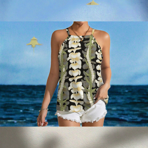 Diseño de Estilo Tropical, Personalizado, Moderno, Informal, Transpirable, Top sin Tirantes, sin Mangas, con Cuello en V, de Poliéster para Mujer - Product Image 3