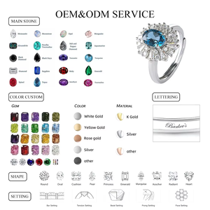 Cus Tom tăng mạ vàng tự nhiên vàng sapphire 925 Sterling Bạc cưới thú vị Nhẫn đính hôn cho phụ nữ - Product Image 6