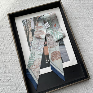 Sciarpa da Joker stampata con nastro di seta all'ingrosso da 86*5cm paradiso 100% con bordo gelso <span class=keywords><strong>Vintage</strong></span> stile estivo piccola sciarpa lunga stretta - Product Image 4