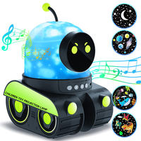 Lampe projecteur robot de dessin animé pour enfants, veilleuse robot rechargeable avec rotation musicale, lampe LED colorée à luminosité réglable