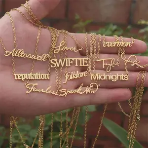 Penjualan laris kalung huruf khas Taylor hadiah kustom Album besi tahan karat 1989 kalung terinspirasi dengan kekasih berani