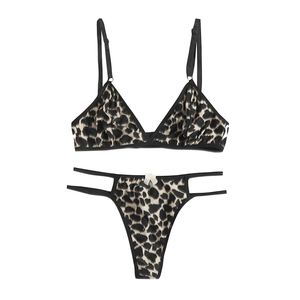 Culotte et soutien-gorge <span class=keywords><strong>sexy</strong></span> pour dames Nouveau design Photo Léopard <span class=keywords><strong>Sexy</strong></span> <span class=keywords><strong>Lingerie</strong></span> transparente 3pcs Sous-vêtements érotiques pour filles - Product Image 2