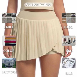 XW-7083 ukuran besar ramping kebugaran lipit kustom pakaian olahraga wanita Gym pinggang tinggi grosir olahraga tenis atletik rok - Product Image 6
