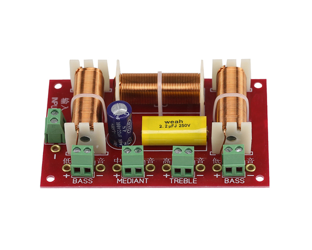 New 200W Two Bass Crossover Treble + Midrange + Dual Woofer Speaker Crossover Audio 3 Way Crossover Frequency Divider 4-8OHM