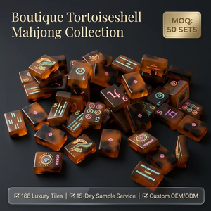 Nuovo Arrivo Set Mahjong Americano di Lusso a Un Livello Effetto Tartaruga 160 Pezzi Tessere in Acrilico Intagliato per Quattro Giocatori Gioco d'Azzardo da Casinò - Product Image 1