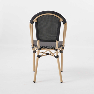 Muebles de jardín Patio bambú como malla acabado apilable Silla de comedor café restaurante uso Metal silla al aire libre - Product Image 5