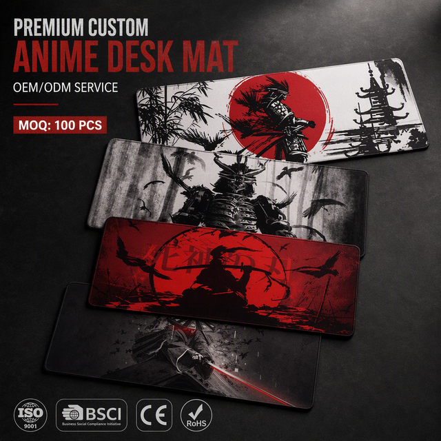 Custom Japanese Samurai Ink Wash Style Large Gaming Mouse Pad XXL Non-slip Rubber Desk Mat for Office Home Wholesale