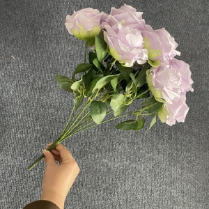 Ramo de Rosas Artificiales Multicolor Plateado y Dorado de 10 Cabezas, <span class=keywords><strong>Flor</strong></span> de Tela de Seda para Decoración de Bodas, Festivales y Hogar - Product Image 3