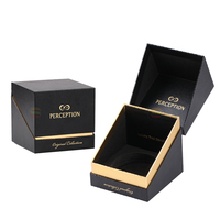 Vente en gros Boîte cadeau de bougie vide de luxe imprimée à la main en papier rigide noir personnalisé avec fermeture magnétique