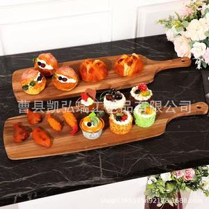 Planche à découper simple en bois pour steak et pizza avec poignée, planche à découper ronde en bois épaissie pour la cuisine domestique et la découpe de fromage - Product Image 2