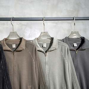 Yingling Washed Zipup Hoodies Zip up Heavyweight Vintage 100% Cotton Zipper French Terry Zip up Hoodie Custom Puff Printing - Product Image 5