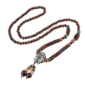 Nuova Collana Vintage con Pendente Lungo in Lega <span class=keywords><strong>Argento</strong></span> Tibetano, Stile Etnico Boho, Gioiello Portafortuna Buddista per Uomo e Donna - Product Image 1