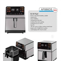 Friteuse à air numérique carrée moderne 8L en acier inoxydable avec écran tactile LED, facile à nettoyer, économe en énergie, pour usage domestique, panier unique, vente en gros