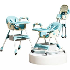 Convertible High Chair for Babies and <strong>Toddlers</strong> Baby High Chair with Double Safe Tray Booster Seat and <strong>Rocker</strong> - Product Image 2