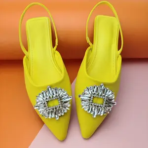 DEleventh ayakkabı 0255-43 lüks rhinestone elmas flats casual parti düğün elbisesi ayakkabı stok siyah düz katır ayakkabı slip on