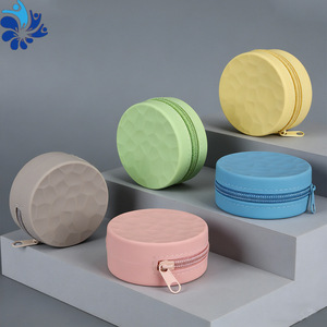 Silicone Round Coin <b>Purse</b> Portable Zipper Wallet For Kids Trip Storage Bag Unisex Pink - Product Image 4