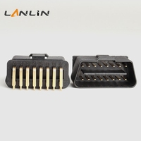 Connecteur mâle OBD2 16 broches à angle droit de 90 degrés, plaqué or, pour diagnostic de voiture et camion 12V