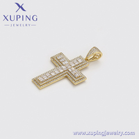 X000912652 Xuping Bijoux Mode Simple Cristal 14K Or Couleur Pendentif Religieux Croix Bijoux En Gros Cuivre Pendentif