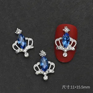 Diamantes de imitación de aleación 3D, Crown Silver Nail Art, purpurina de punta, pegatinas de taladro para uñas, pegamento en uñas de 10mm, 100 Uds.