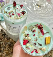 Offre Spéciale – Bougies Chakra Magiques en Cire de Soja Personnalisées, Aromathérapie Spirituelle avec Pierres Précieuses, Pot en Céramique Parfumé, 60 Heures de Combustion