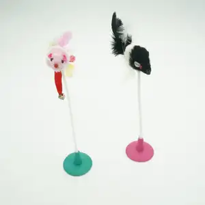 Cat Toy Cute Mouse Chuck Spring Cat Tease Design Bird Feather Wand Plastic Toy For Cat